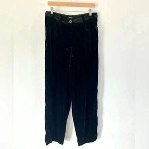 Urban Outfitters‎ BDG Black Velvet Pleated Wide Leg Trousers Pant Size 6, NWT